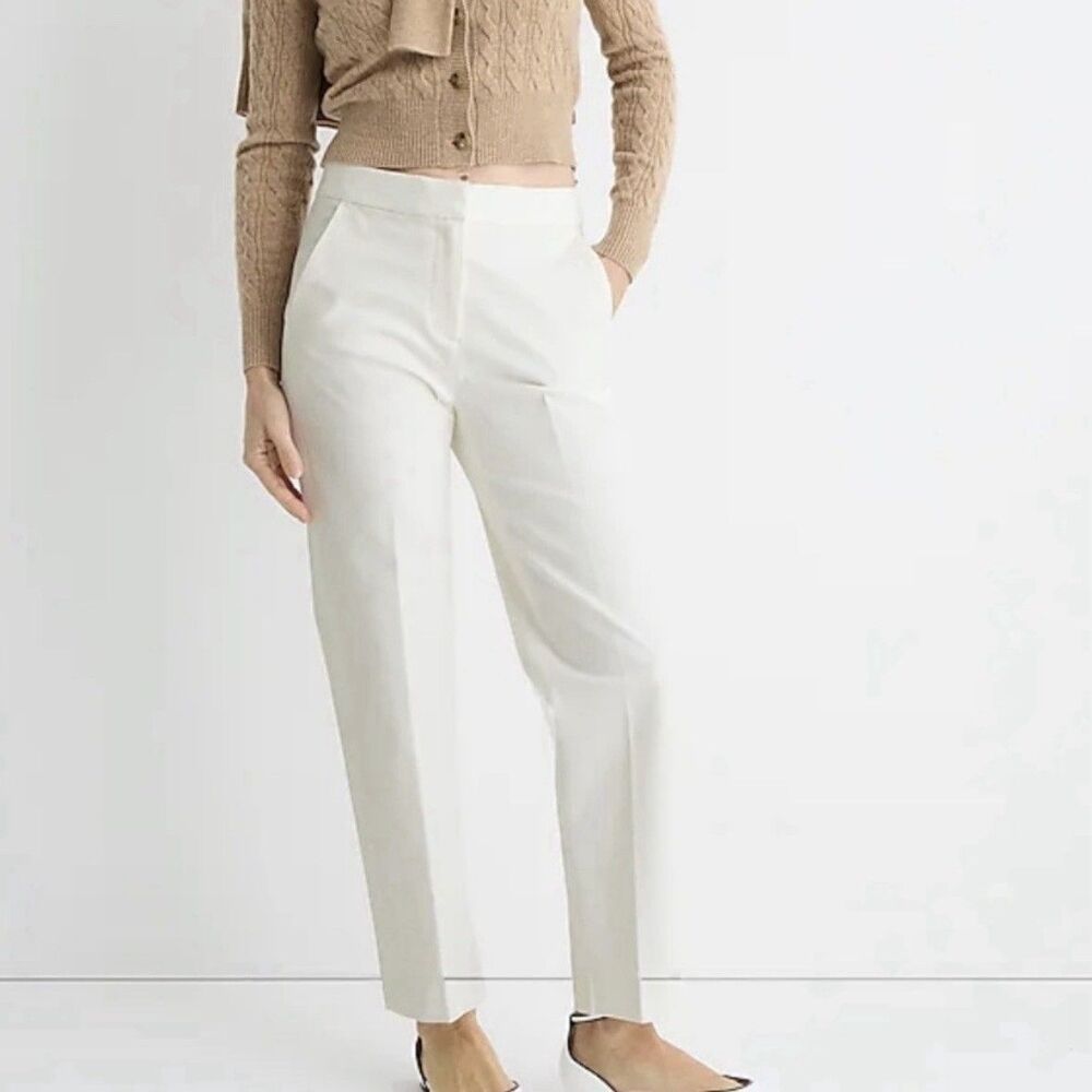 J.Crew Kate Ivory Dress Pants (Sz 14 Tall) Stretch Straight Leg Work Business